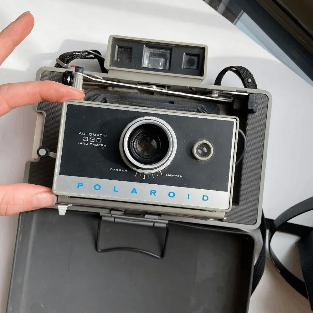 Vintage Polaroid 330 Land Camera Bundle w/ Case, Flash, Bulbs, Manuals